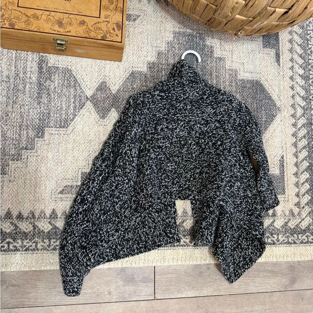 Ralph Lauren Toddler Girl Chunky Knit Black & White Marled Shawl-Collar Cardigan